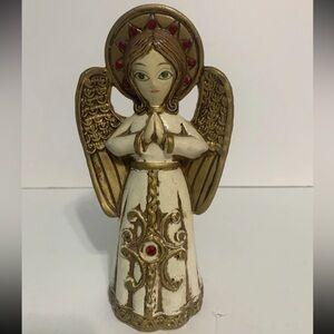 Vintage MCM Composite Christmas Angel Praying Cream & Gold , Vintage Japan 1960s